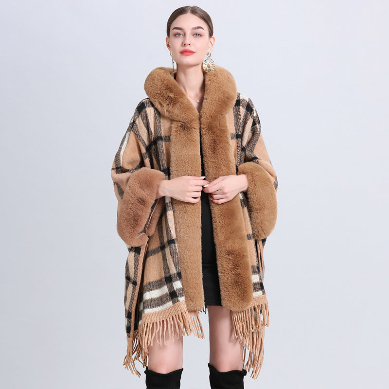 Plaid Poncho "Lundi"