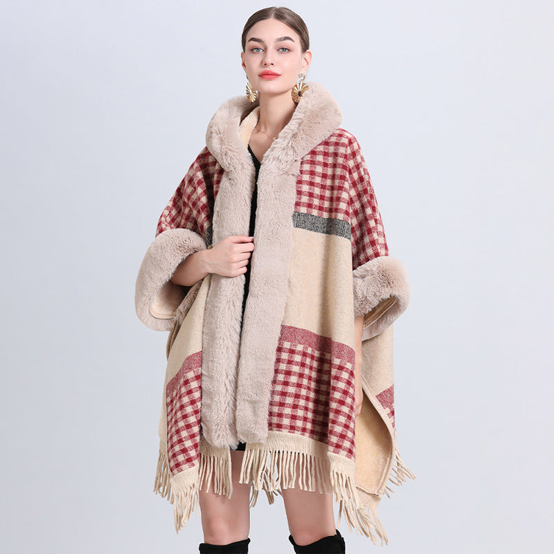 Plaid Poncho "Lundi"