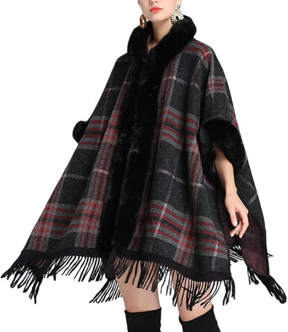Plaid Poncho "Lundi"