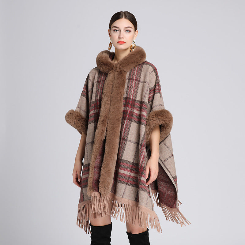 Plaid Poncho "Lundi"