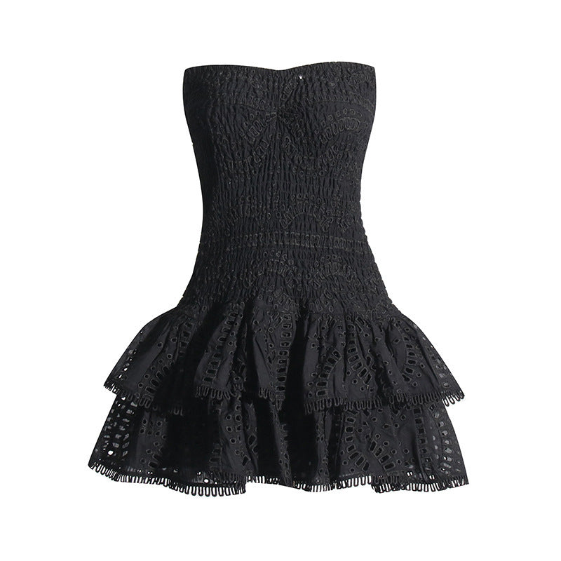 Fitted dress with pleated ruffles 'Marie'