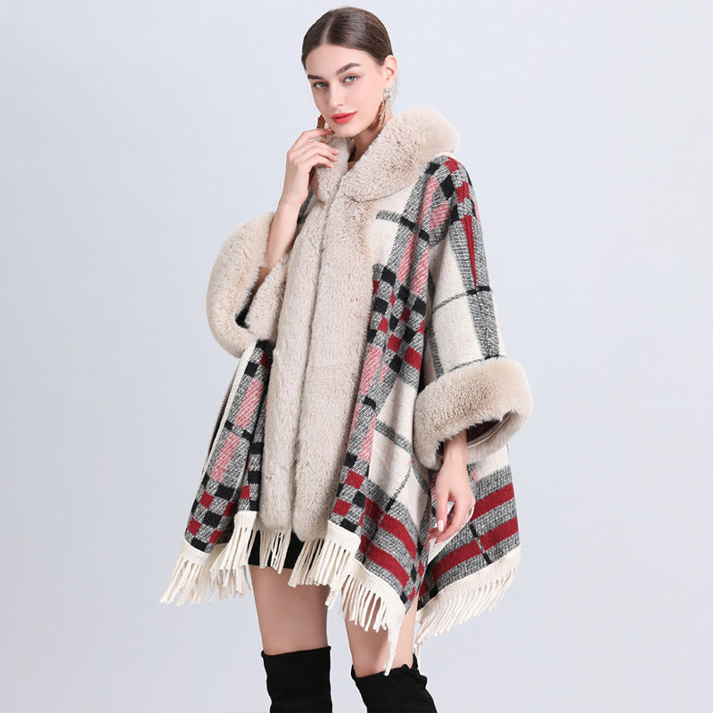 Plaid Poncho "Lundi"