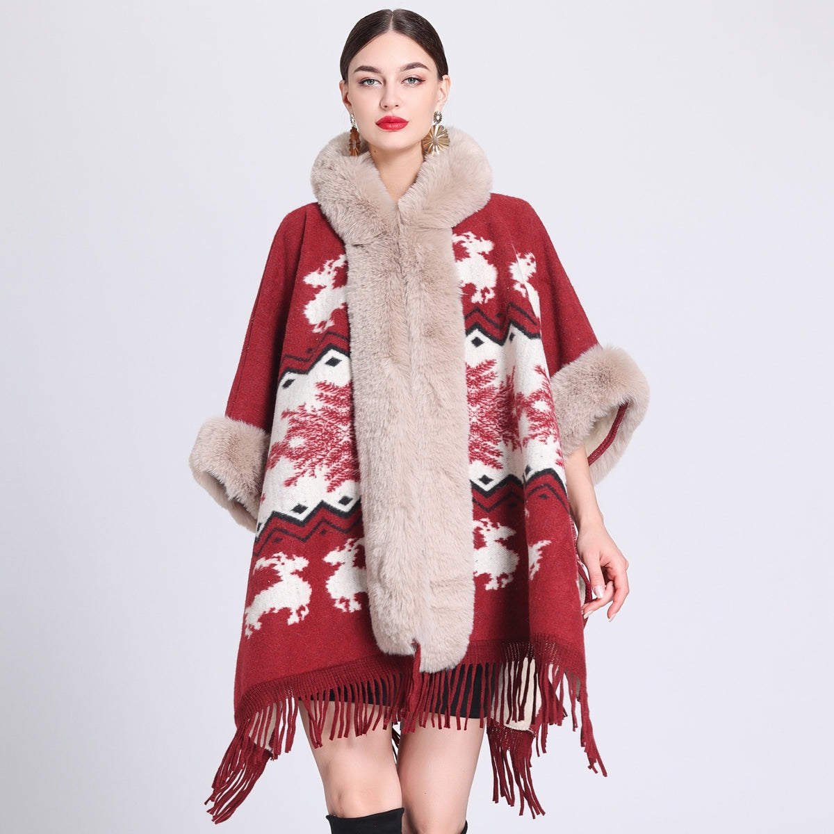 Plaid Poncho "Lundi"