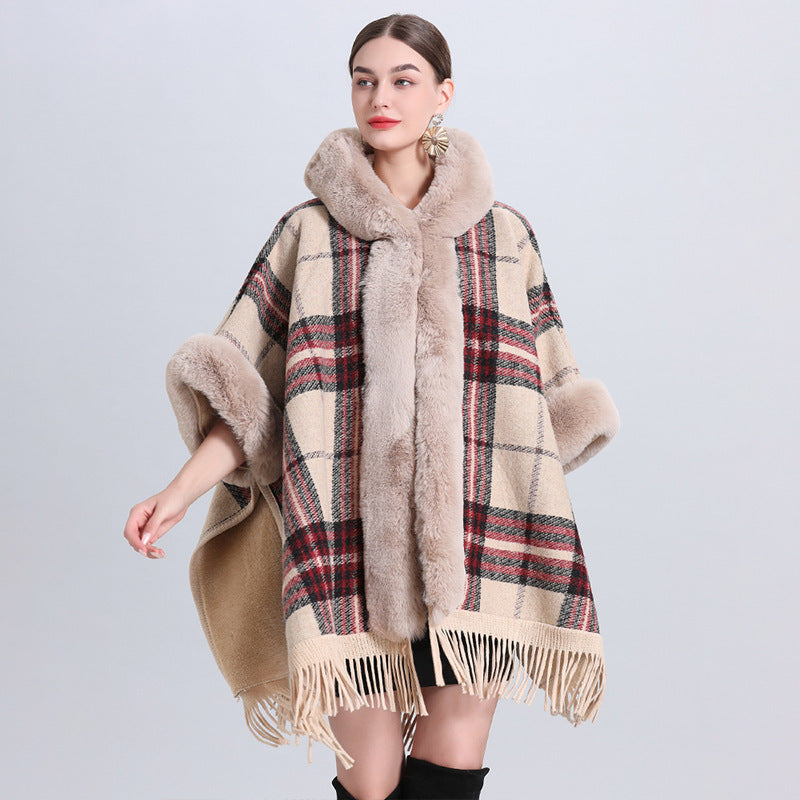 Plaid Poncho "Lundi"